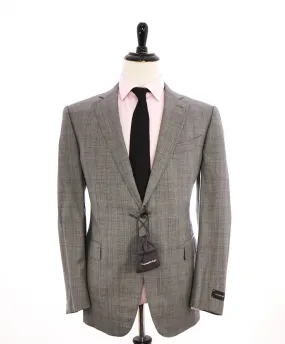 $3,250 ERMENEGILDO ZEGNA -"TROFEO 600" SILK Gray/Camel Check Blazer - 46R