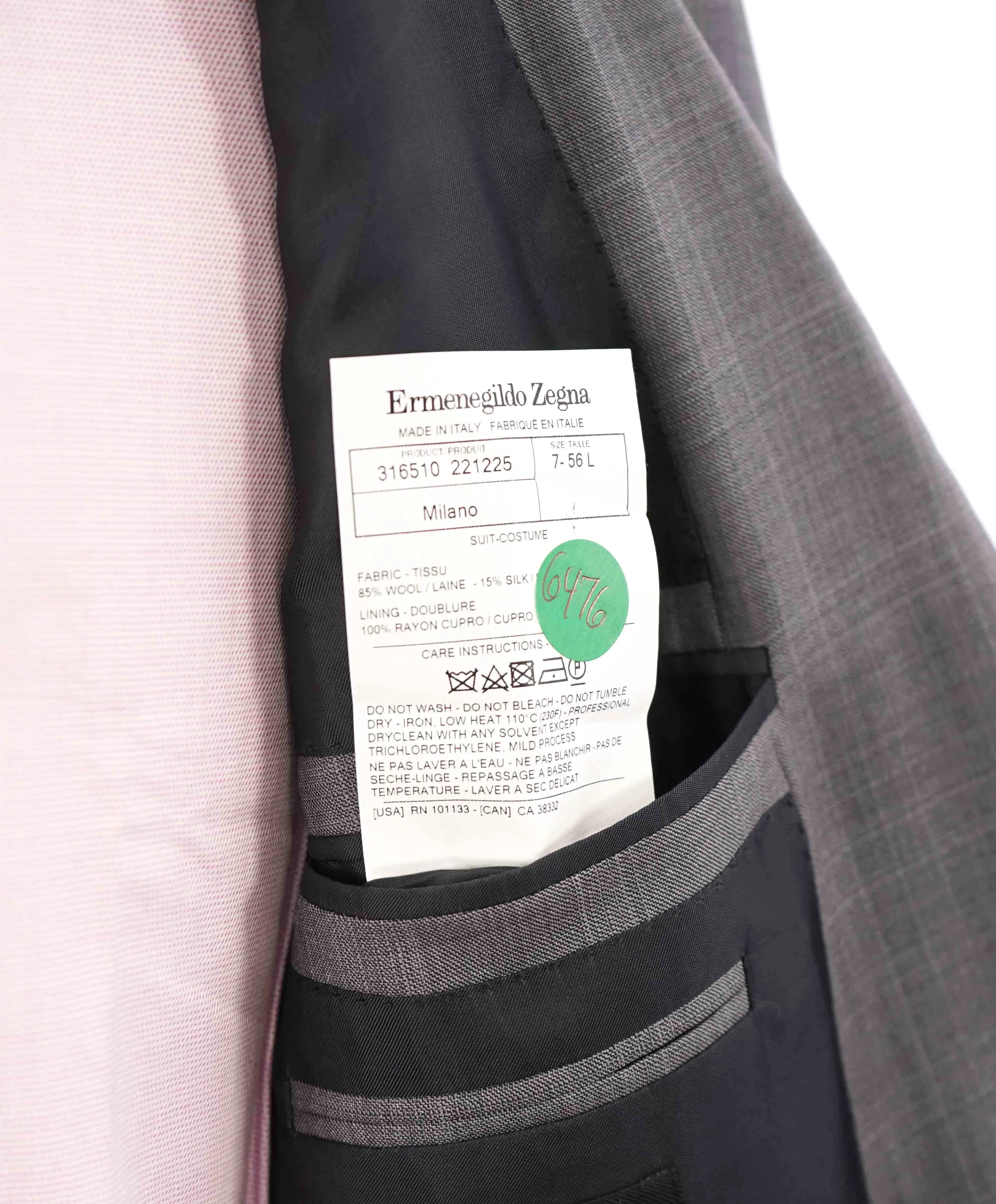 $3,290 ERMENEGILDO ZEGNA- “TORFEO 600” Gray Silk Blazer- 46L