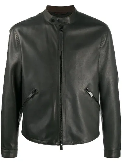 $5,245 ERMENEGILDO ZEGNA - Made In Italy Fitted SUPPLE CALF LEATHER Jacket Green - 40R