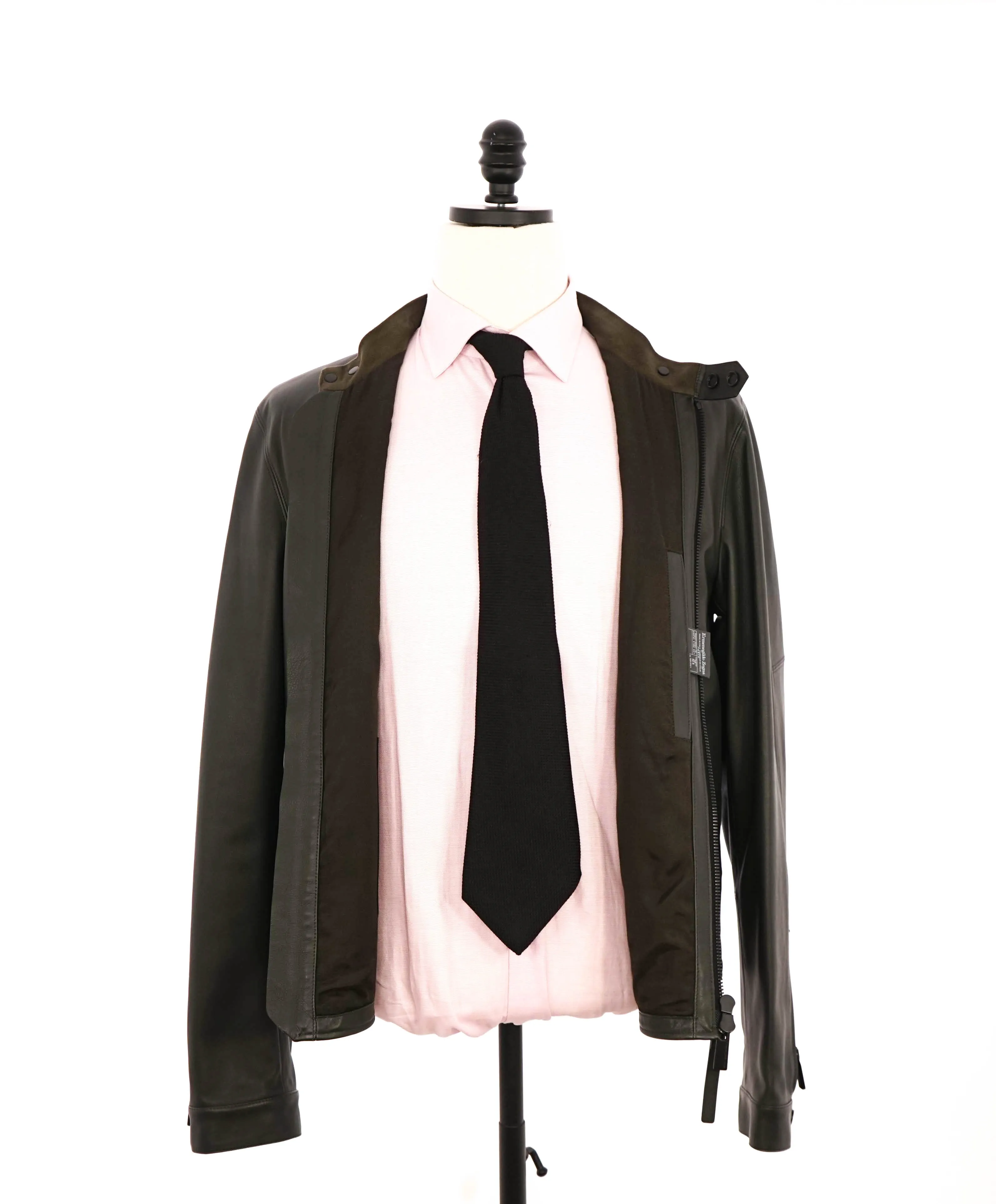 $5,245 ERMENEGILDO ZEGNA - Made In Italy Fitted SUPPLE CALF LEATHER Jacket Green - 40R