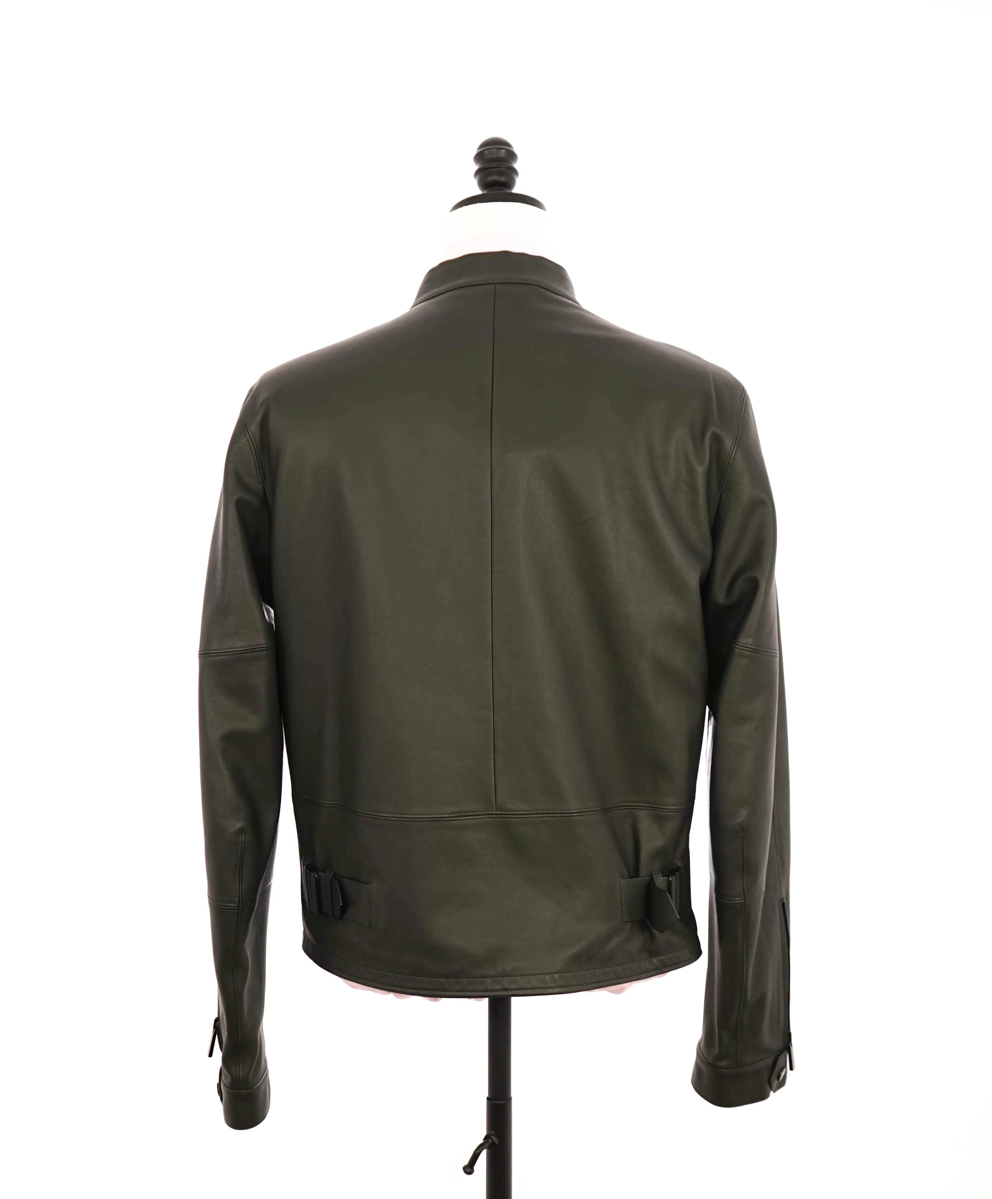 $5,245 ERMENEGILDO ZEGNA - Made In Italy Fitted SUPPLE CALF LEATHER Jacket Green - 40R