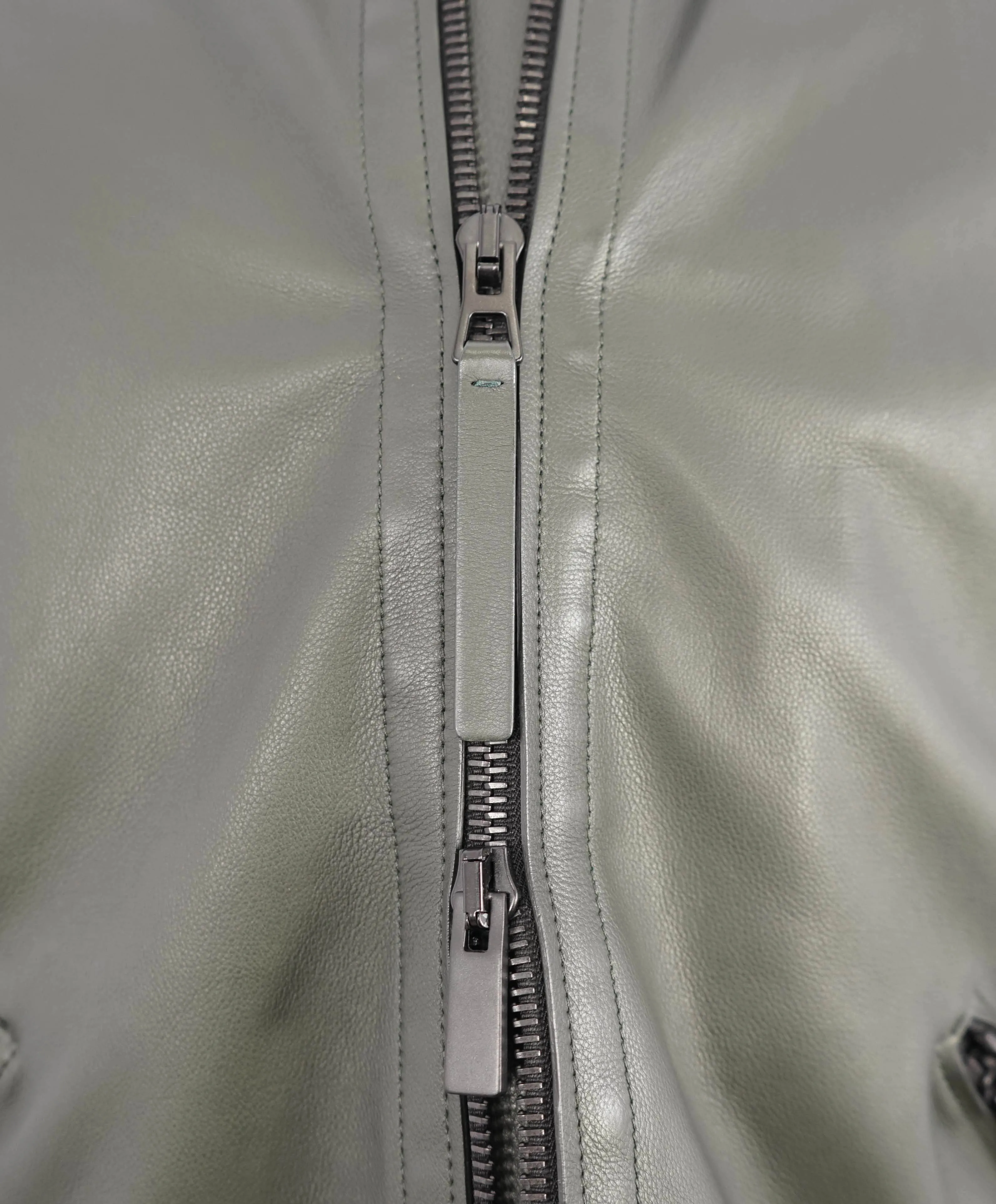 $5,245 ERMENEGILDO ZEGNA - Made In Italy Fitted SUPPLE CALF LEATHER Jacket Green - 40R