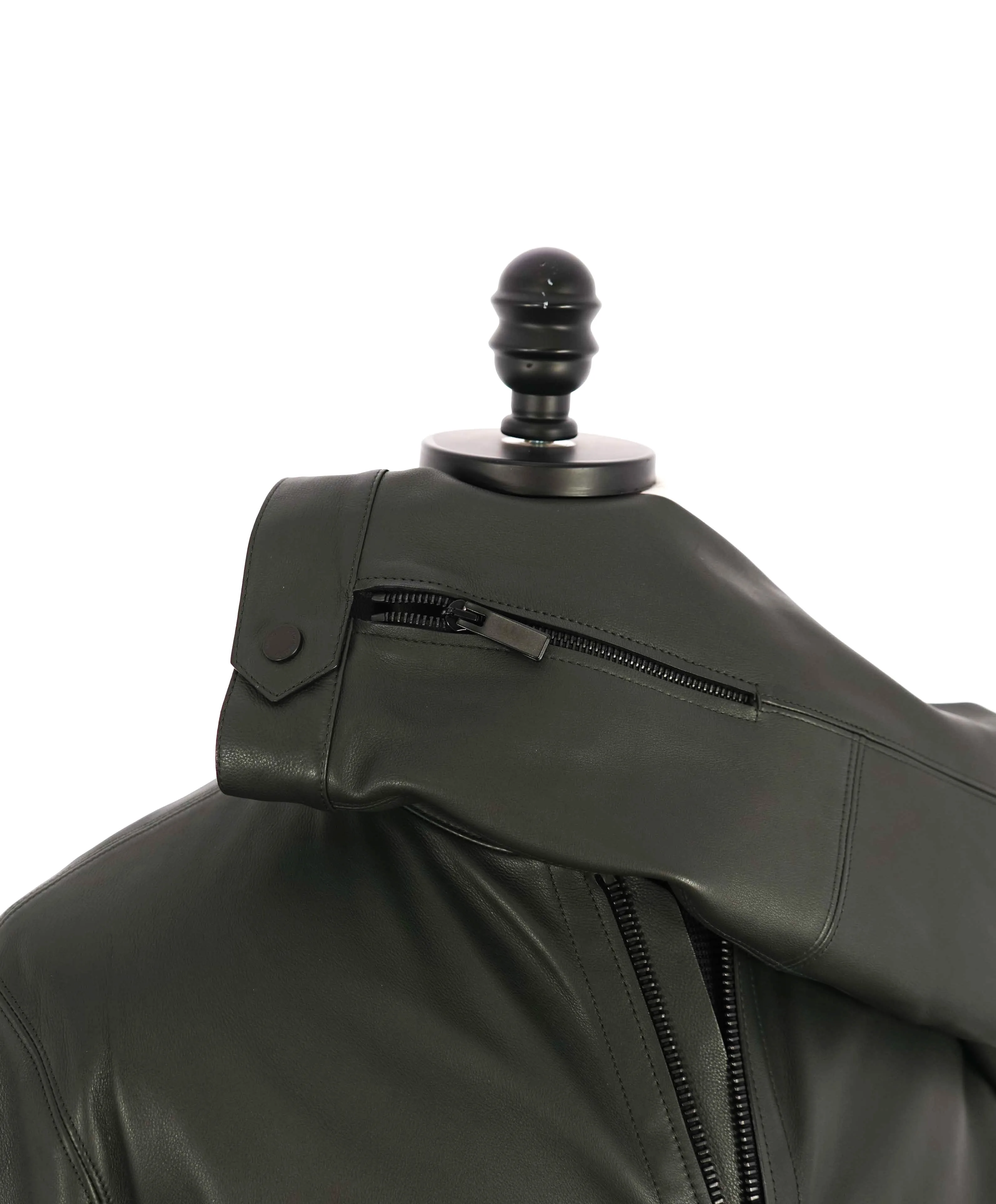 $5,245 ERMENEGILDO ZEGNA - Made In Italy Fitted SUPPLE CALF LEATHER Jacket Green - 40R