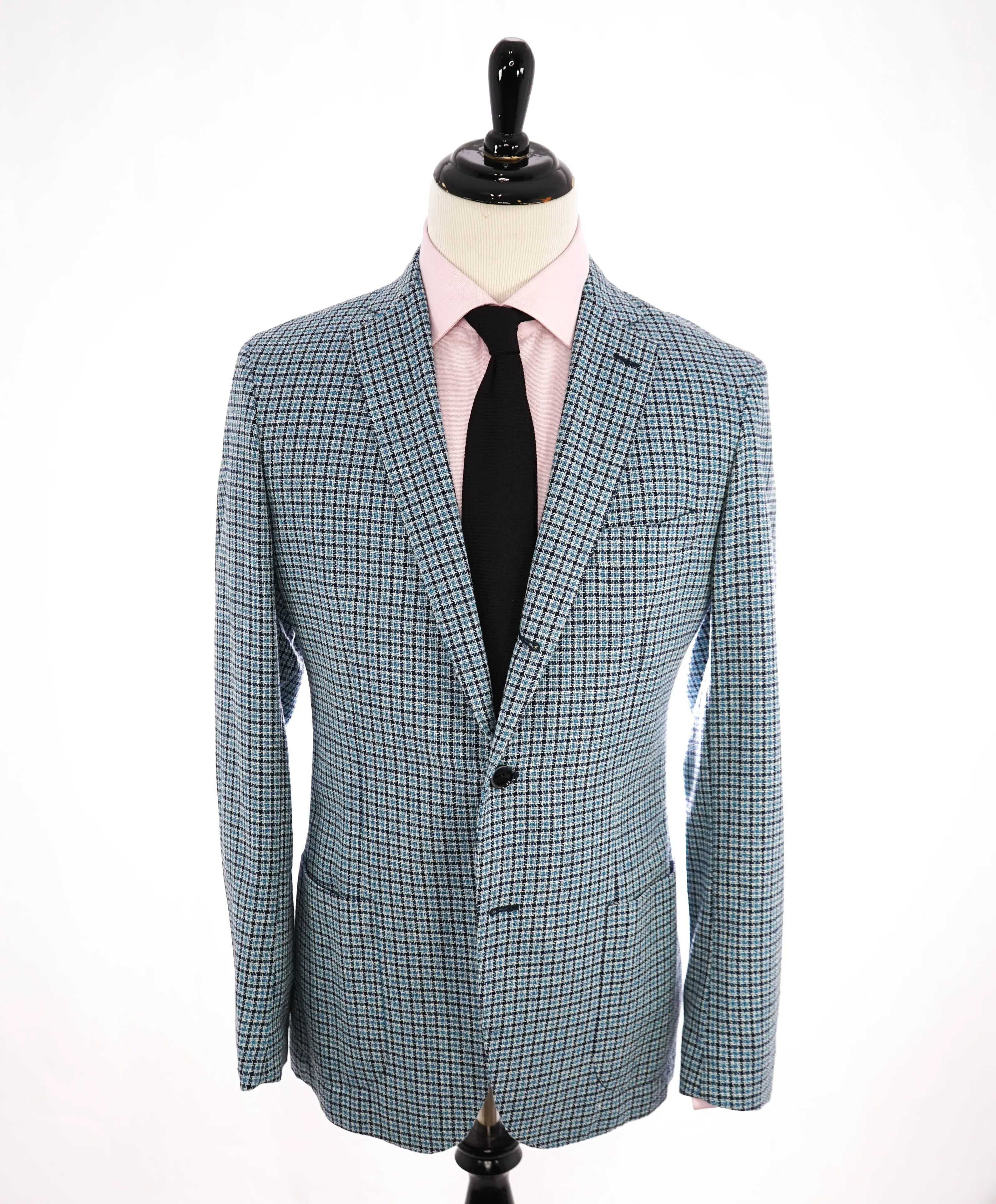 $895 VITALE BARBERIS CANONICO - SAKS 5TH AVE Blue Houndstooth Blazer - 42R