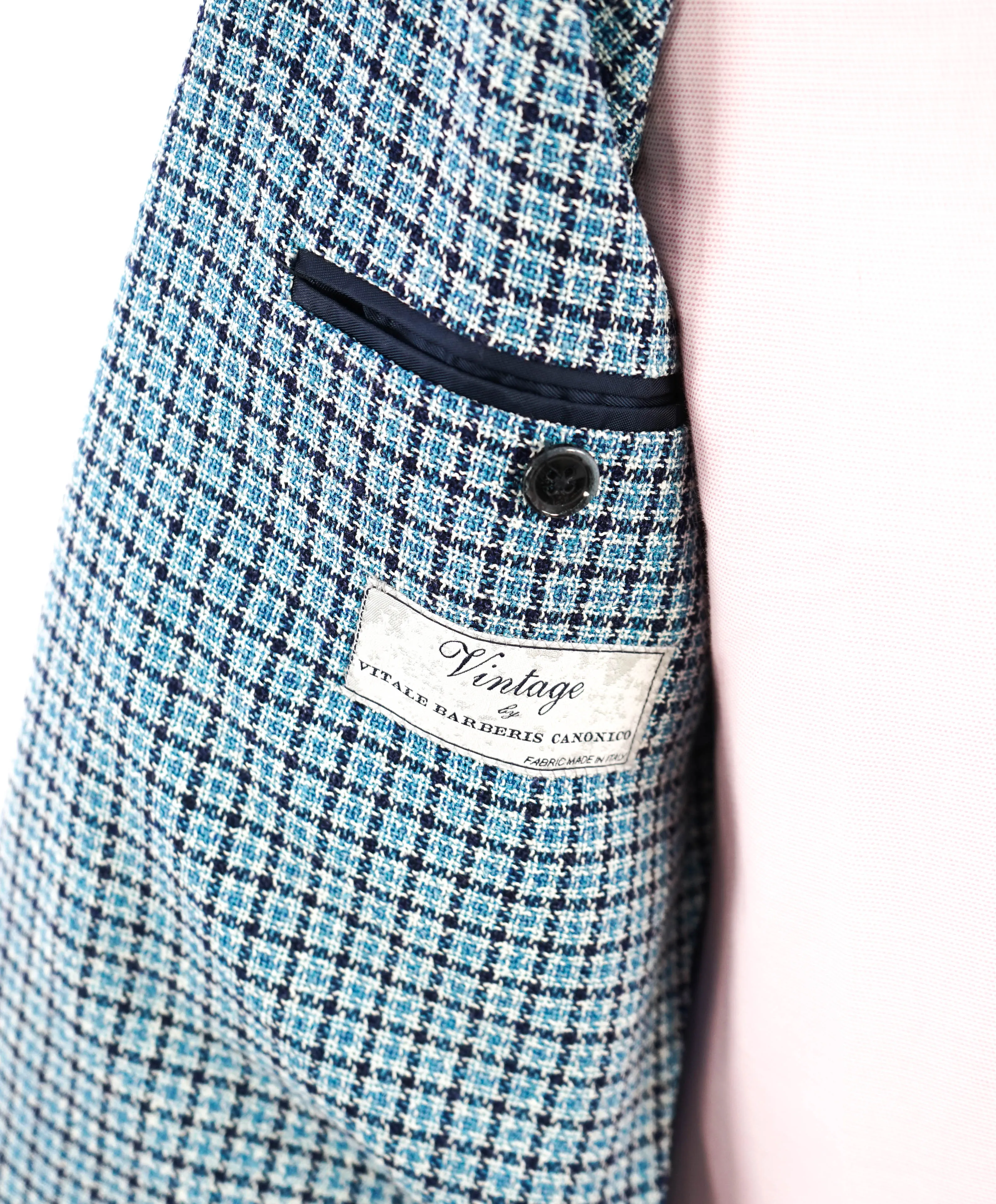 $895 VITALE BARBERIS CANONICO - SAKS 5TH AVE Blue Houndstooth Blazer - 42R