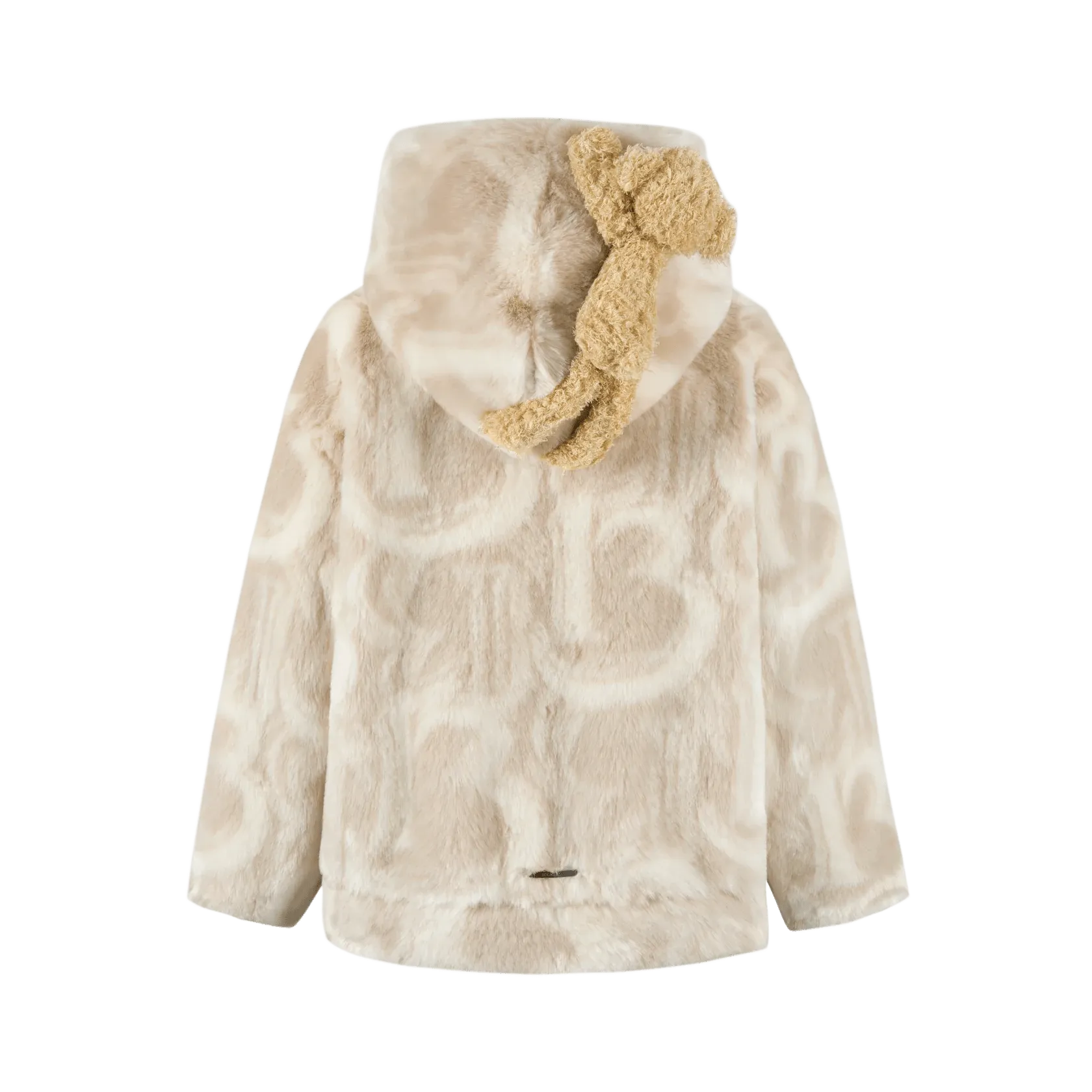 Artificial Fur Logo Coat in Beige