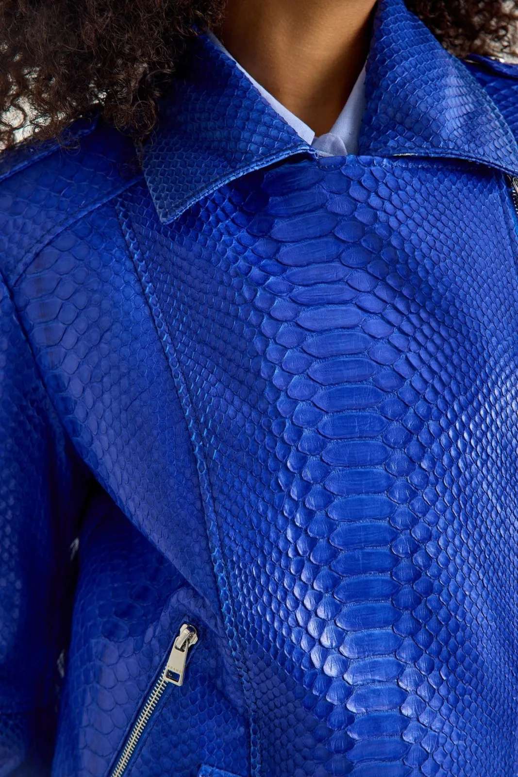 Blue Python Leather Women's Jacket