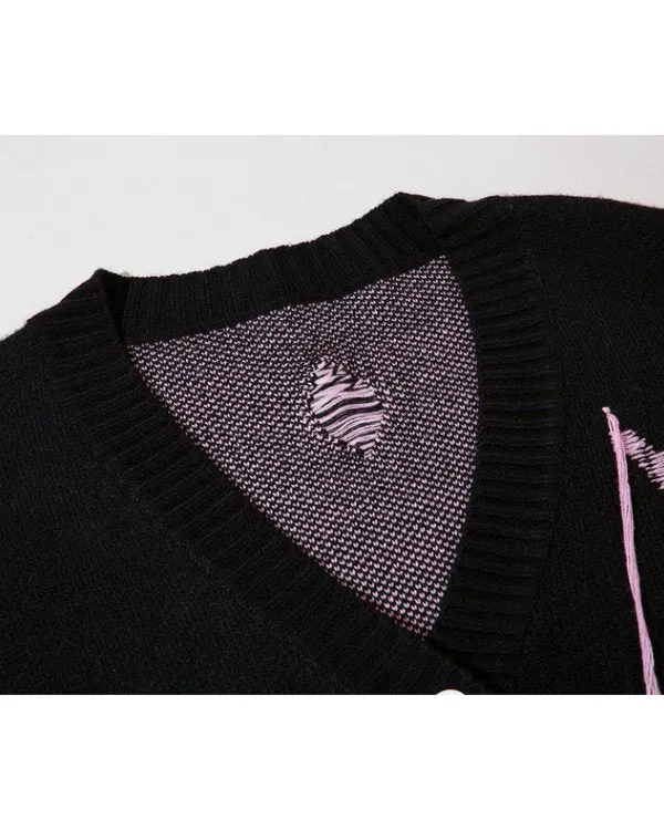 Butterfly Jacquard Knitted Cardigan NHH0003