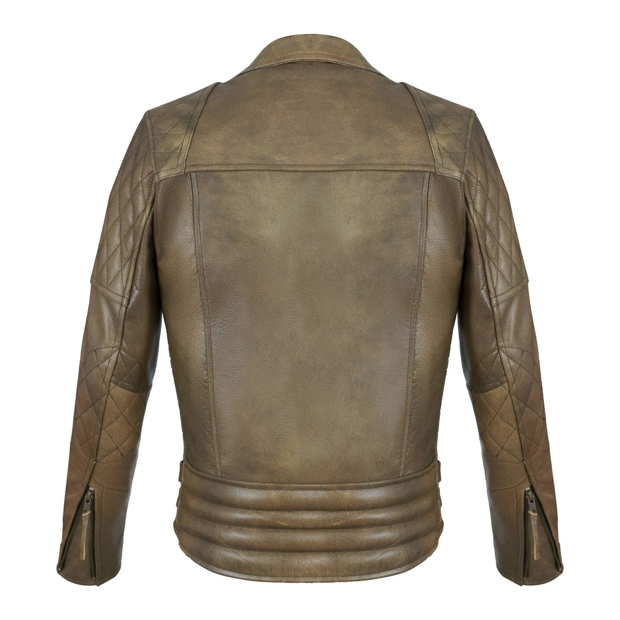 Classic Diamond Armoured Brown Biker Leather Jacket Motorcycle