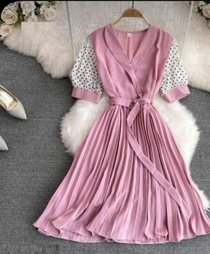 Crepe Solid Urbane Ravishing Wrap Short Dress For Women