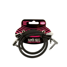 Ernie Ball 24 Flat Ribbon Stereo Patch Cable Black 2 Pack