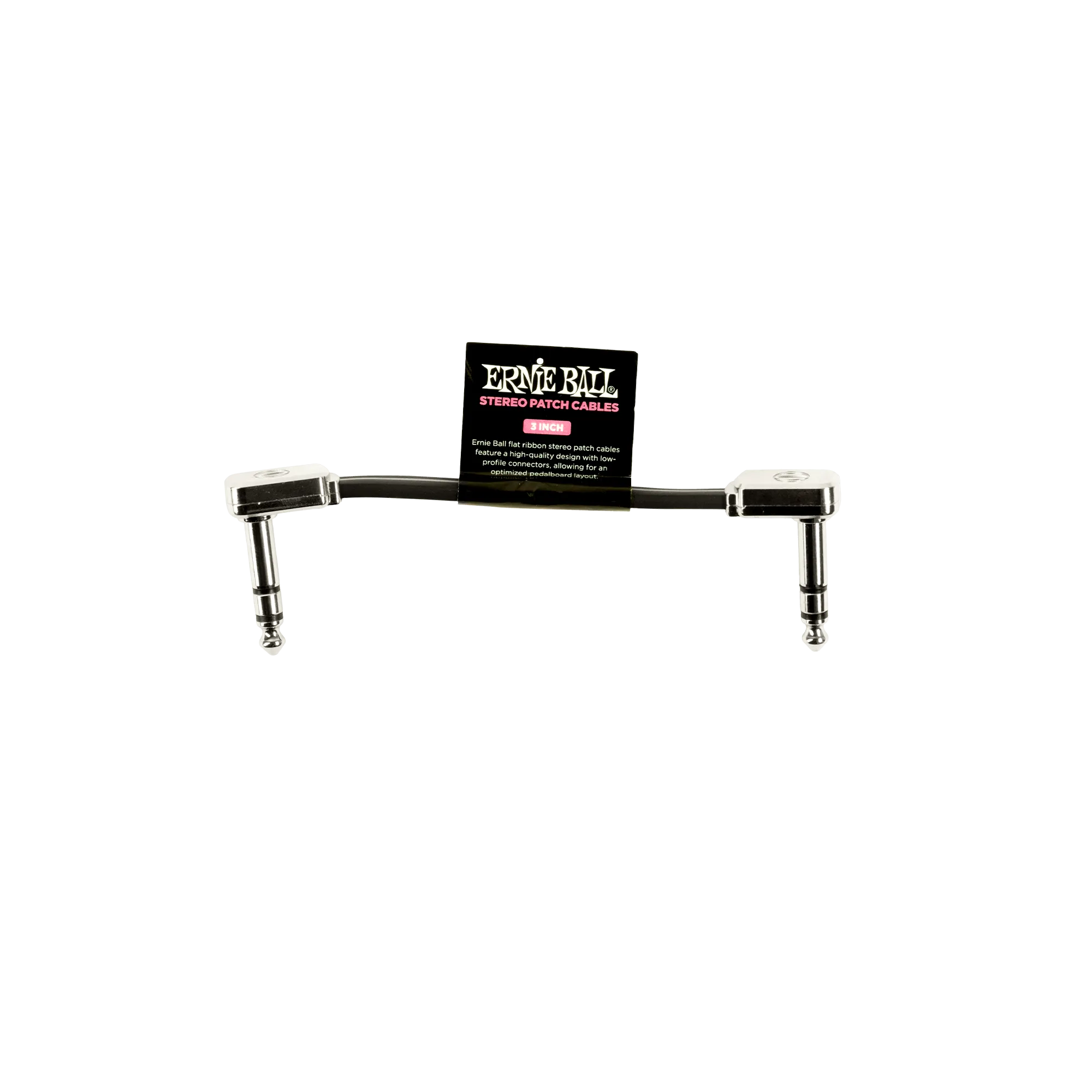 Ernie Ball 3 Flat Ribbon Stereo Patch Cable Black Single