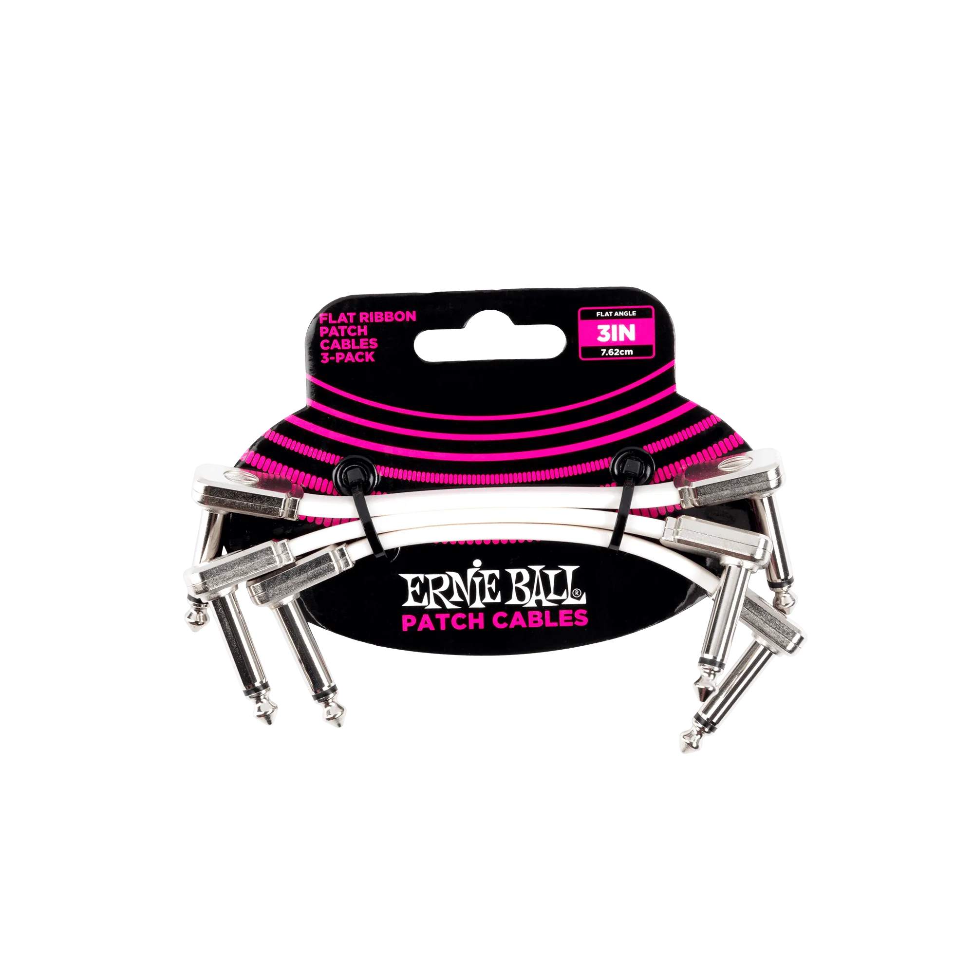 Ernie Ball 3In Flat Ribbon Patch Cable White 3 Pack - White