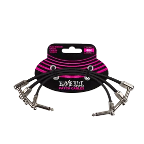 Ernie Ball 6Inch Flat Ribbon Patch Cable 3-Pack