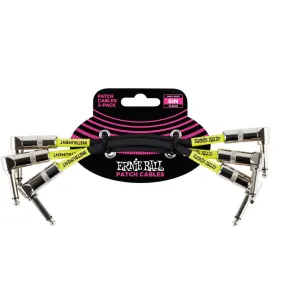 Ernie Ball Angle Patch Cable 3 Pack Black 15cm Length