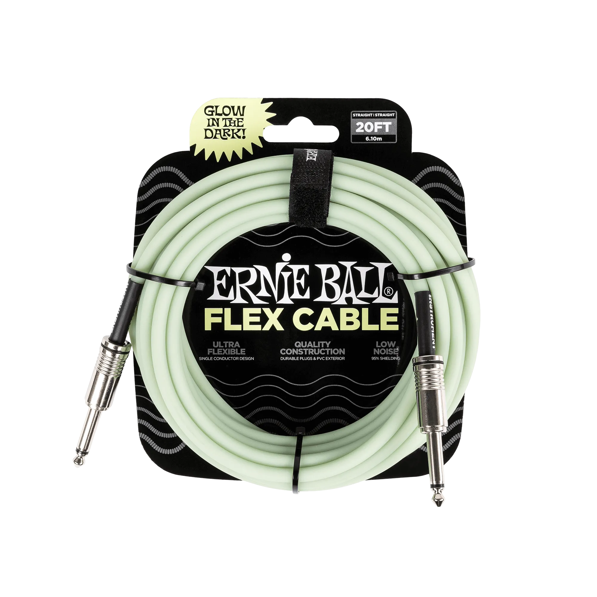 Ernie Ball Flex Instrument Cable Straight/Straight 20ft - Glow in Dark