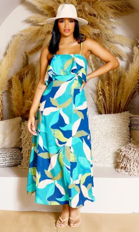 Ethereal Woven | Lazure Midi Flare Dress - Navy Multi Final Sale