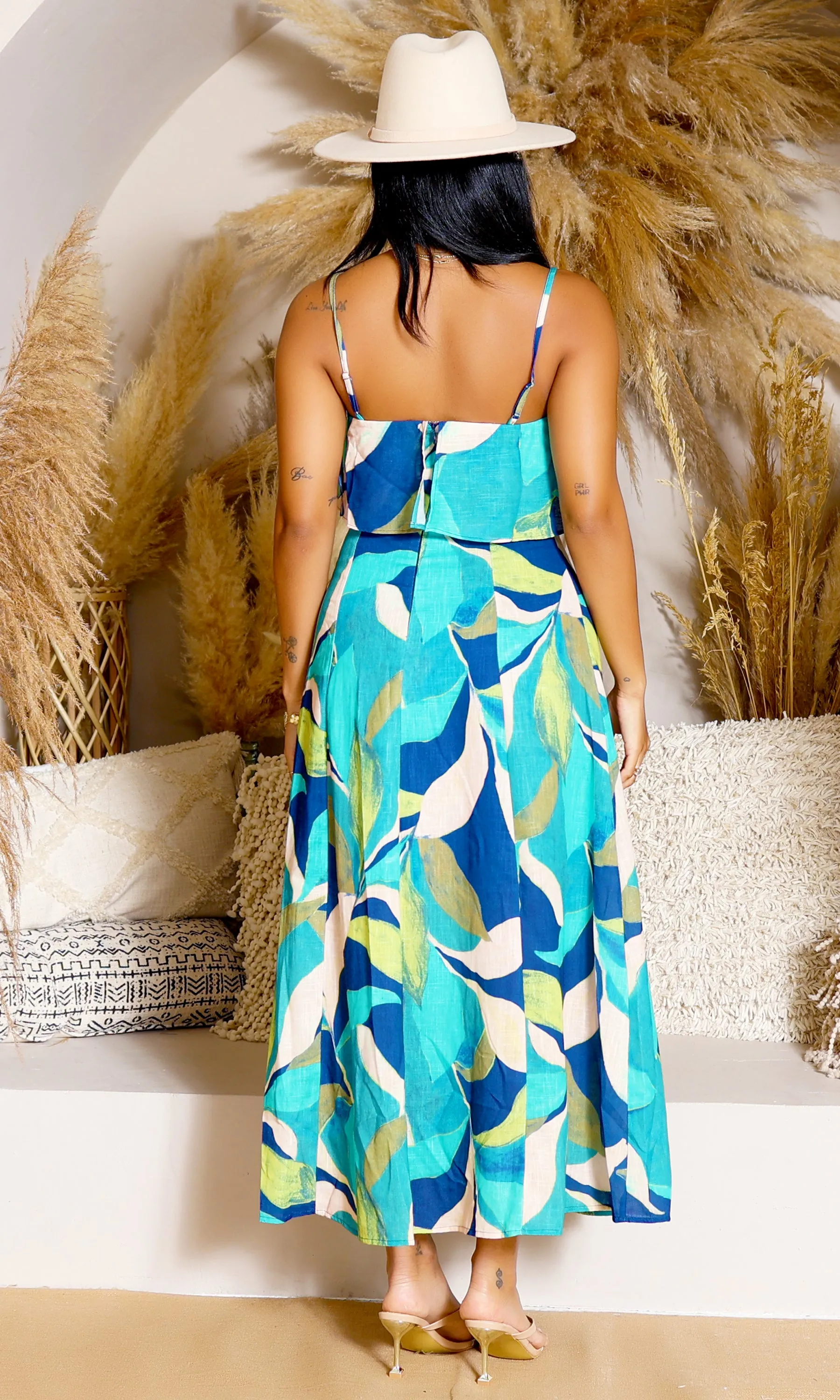 Ethereal Woven | Lazure Midi Flare Dress - Navy Multi Final Sale
