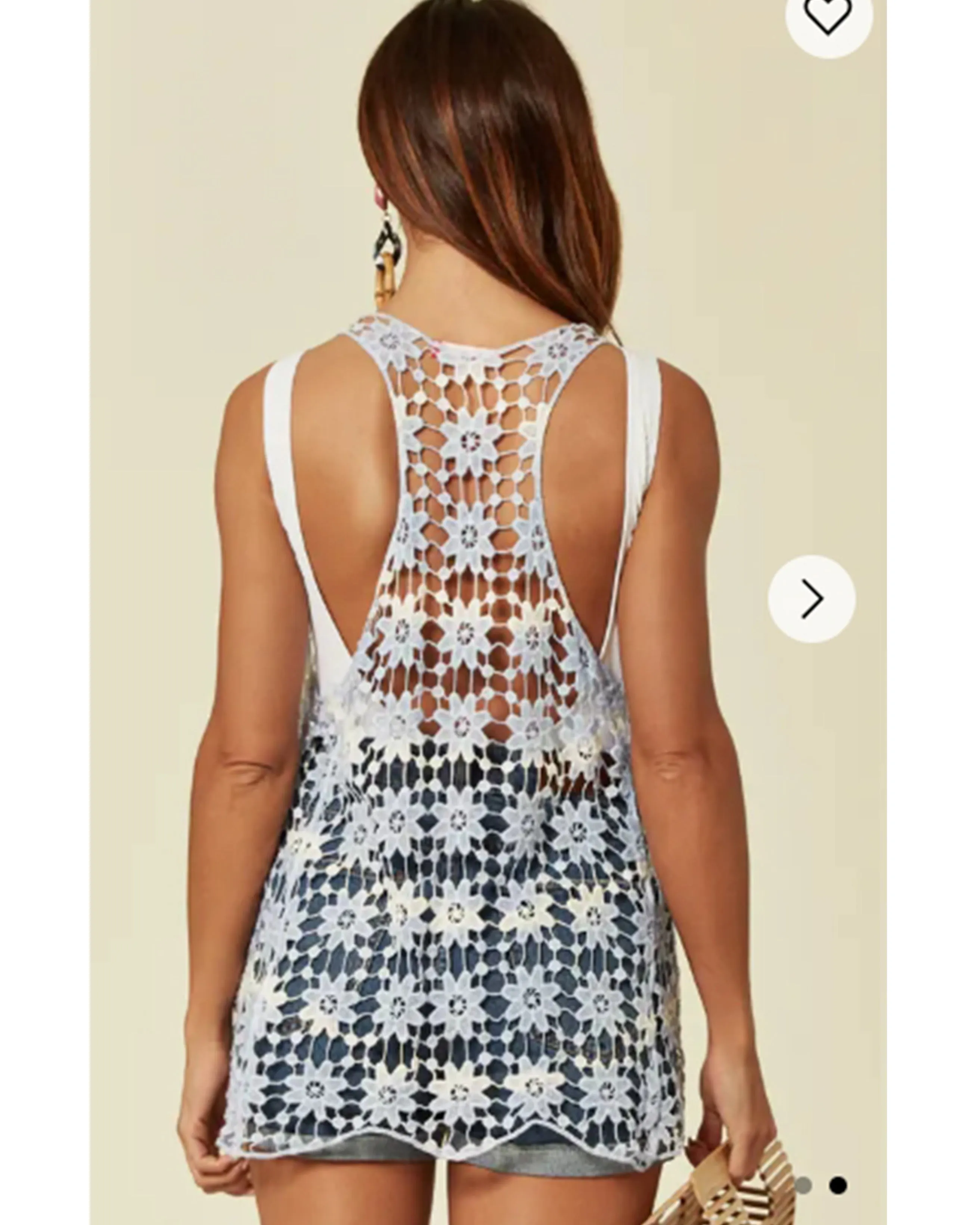Floral Pattern Crochet Vest