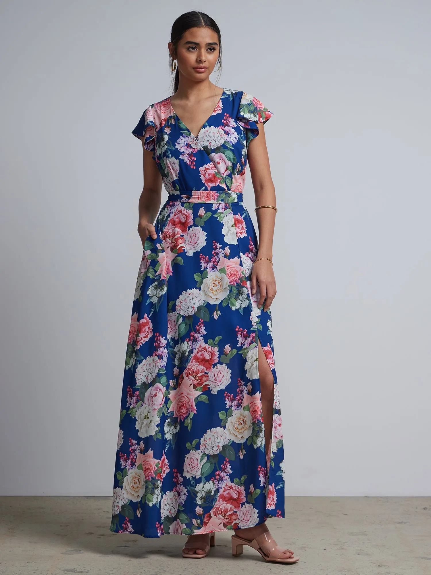 Floral-Print Wrap Maxi Dress
