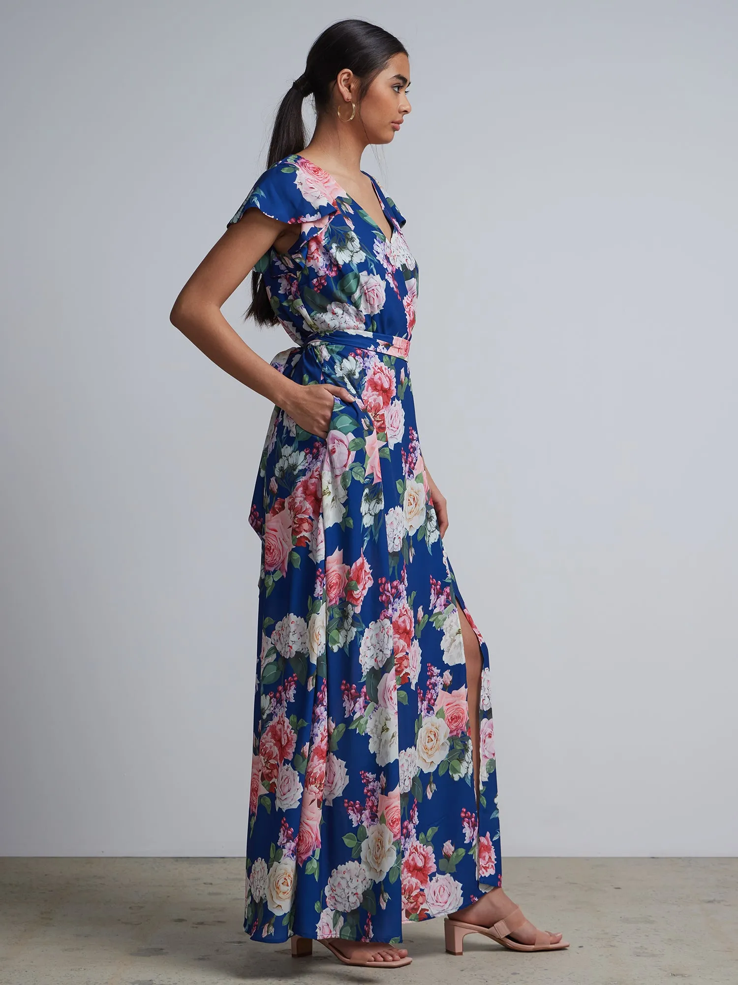 Floral-Print Wrap Maxi Dress