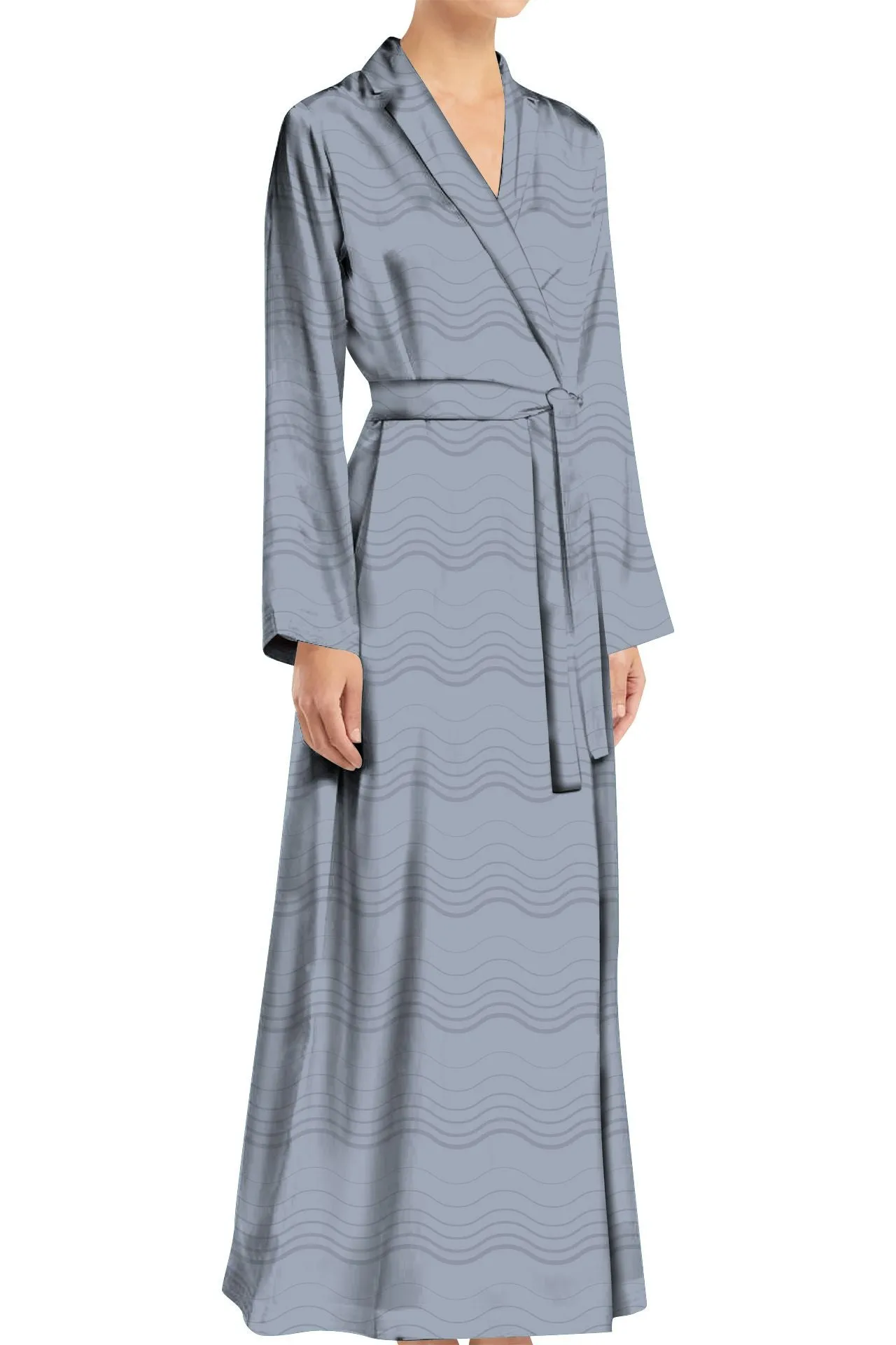 Full Sleeve Wrap Dress in Grey
