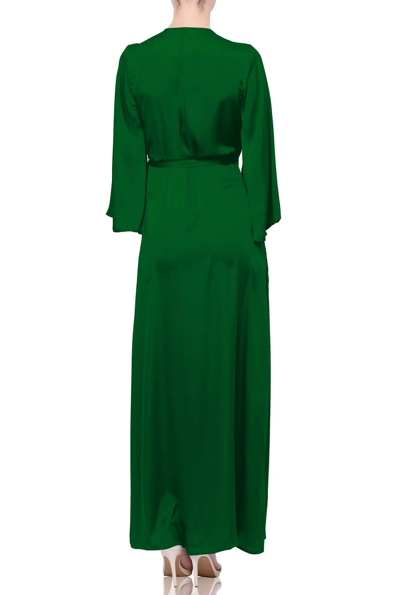 Green Long Sleeve Wrap Dress