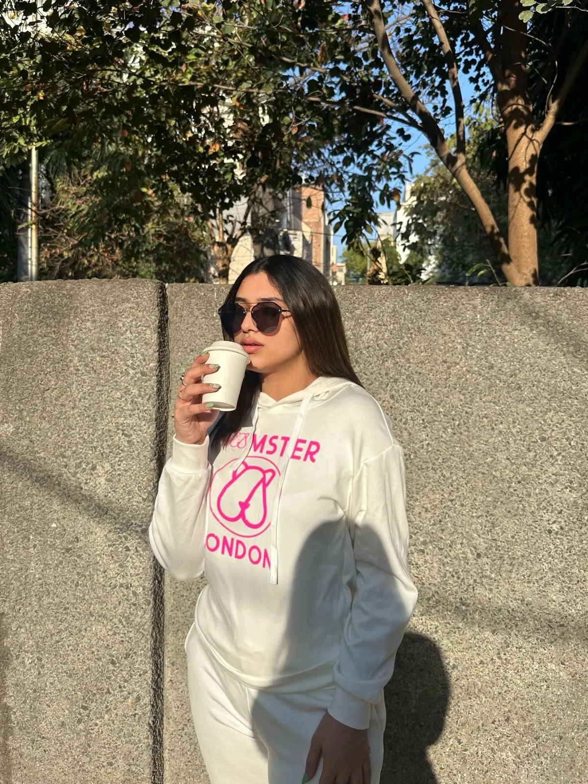 Hamster London Coord Set Teddy Hoodie White