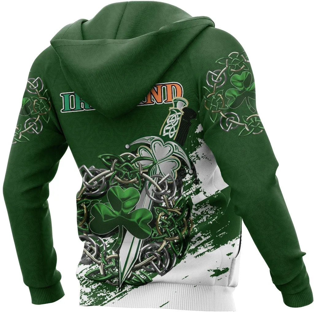 Ireland - Celtic Shamrock & Sword Pullover Hoodie A7