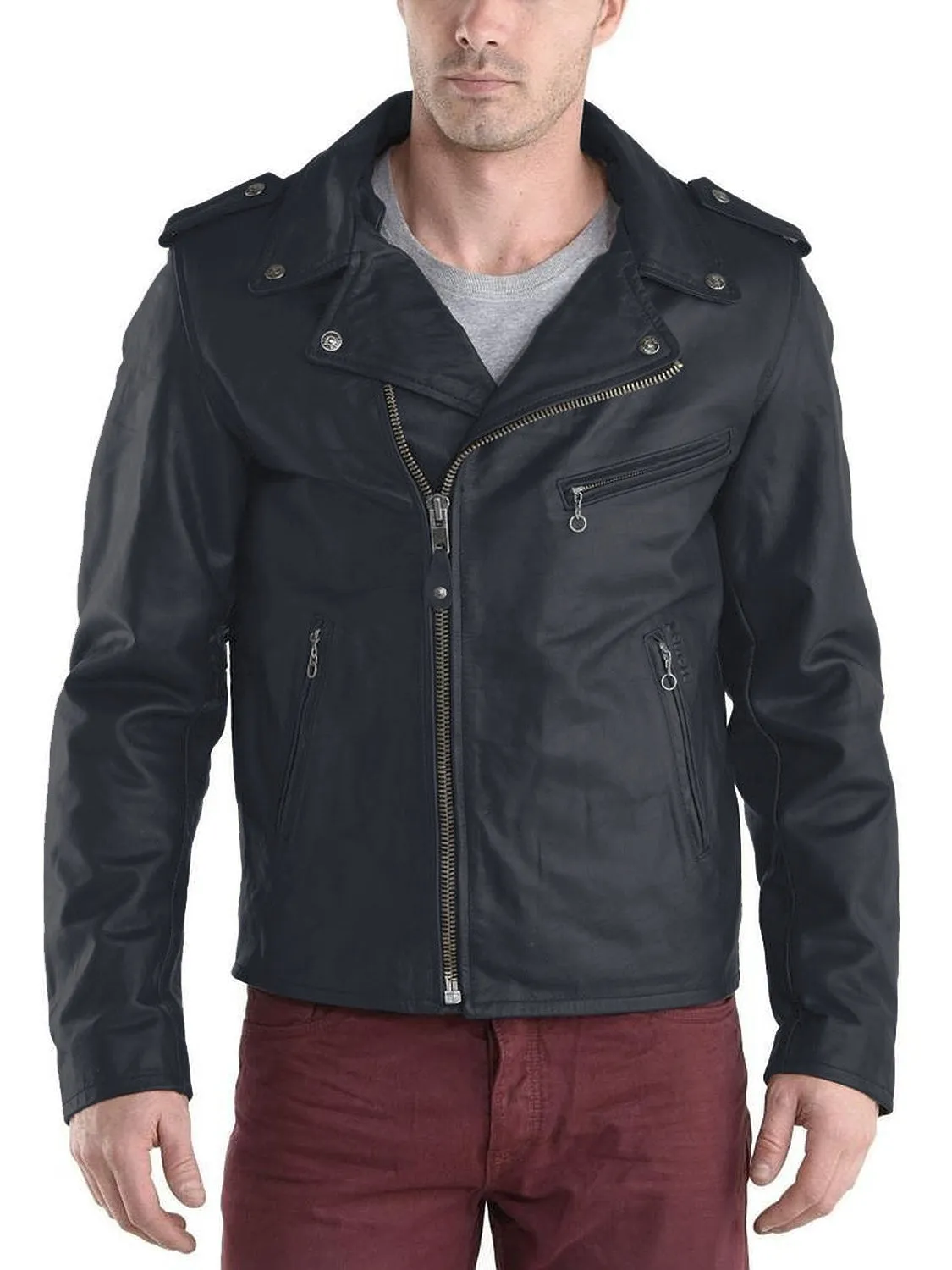 Leather Jackets Hub Mens Genuine Lambskin Leather Jacket (Black, Double Rider Jacket) - 1501180