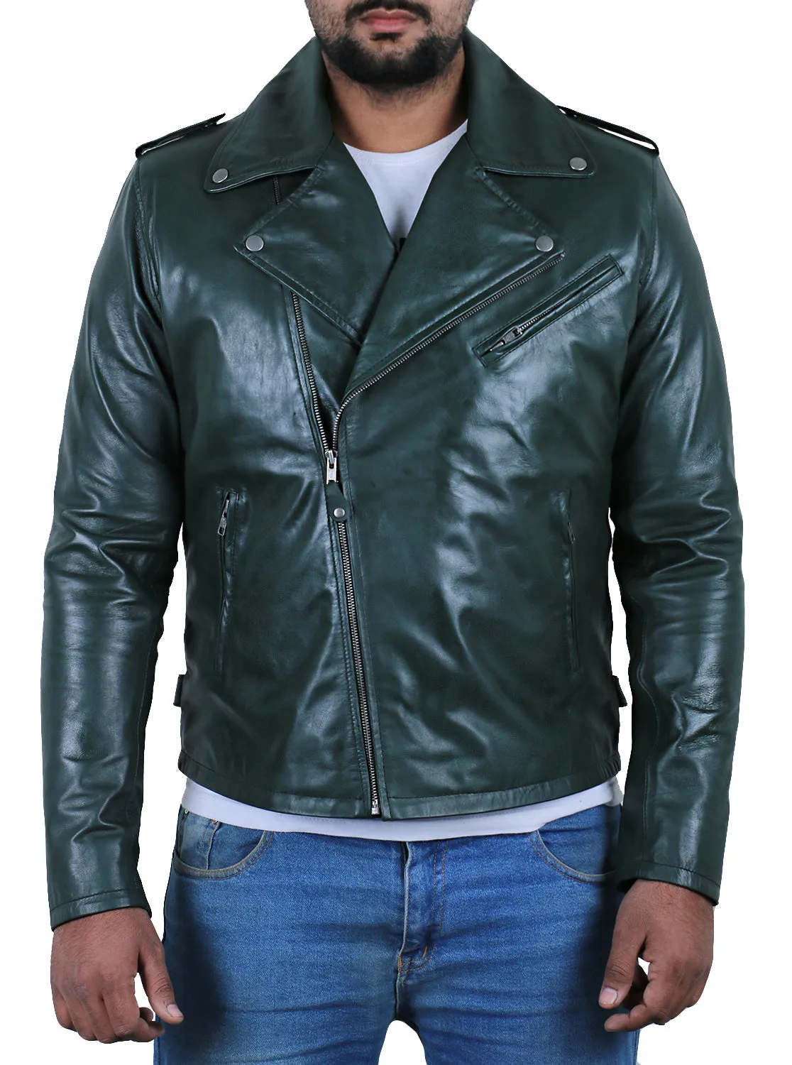 Leather Jackets Hub Mens Genuine Lambskin Leather Jacket (Black, Double Rider Jacket) - 1501180
