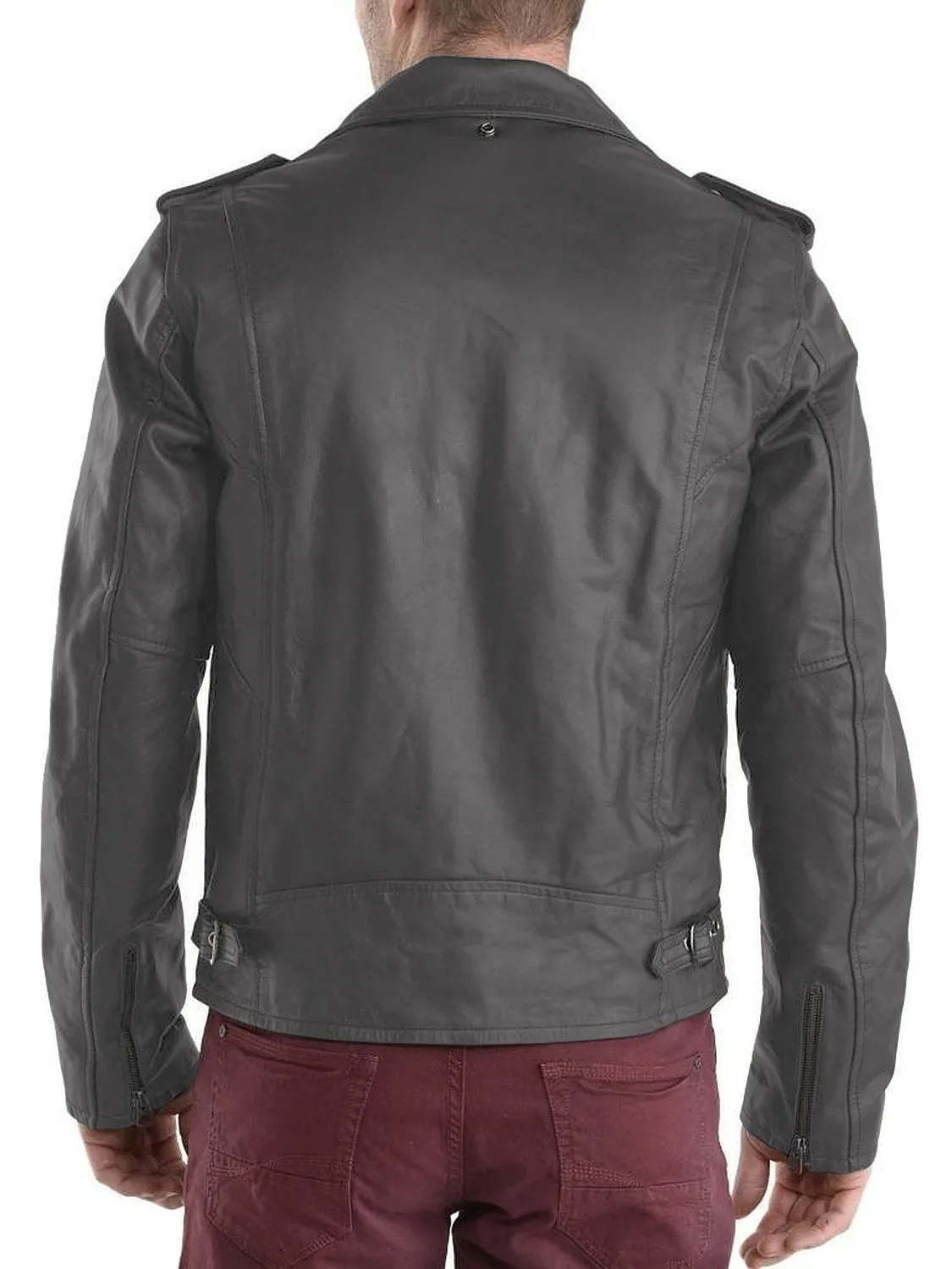 Leather Jackets Hub Mens Genuine Lambskin Leather Jacket (Black, Double Rider Jacket) - 1501180