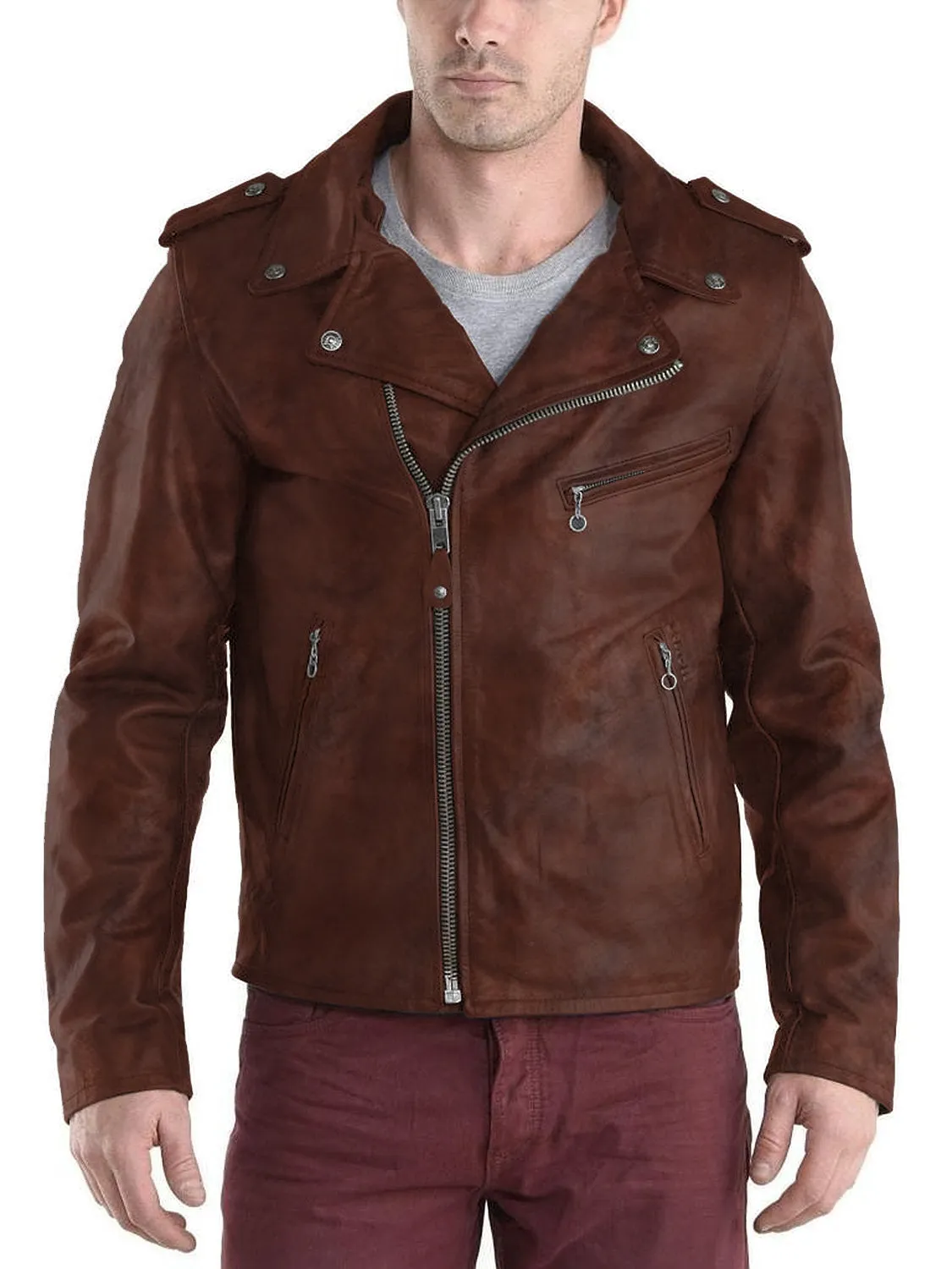 Leather Jackets Hub Mens Genuine Lambskin Leather Jacket (Black, Double Rider Jacket) - 1501180