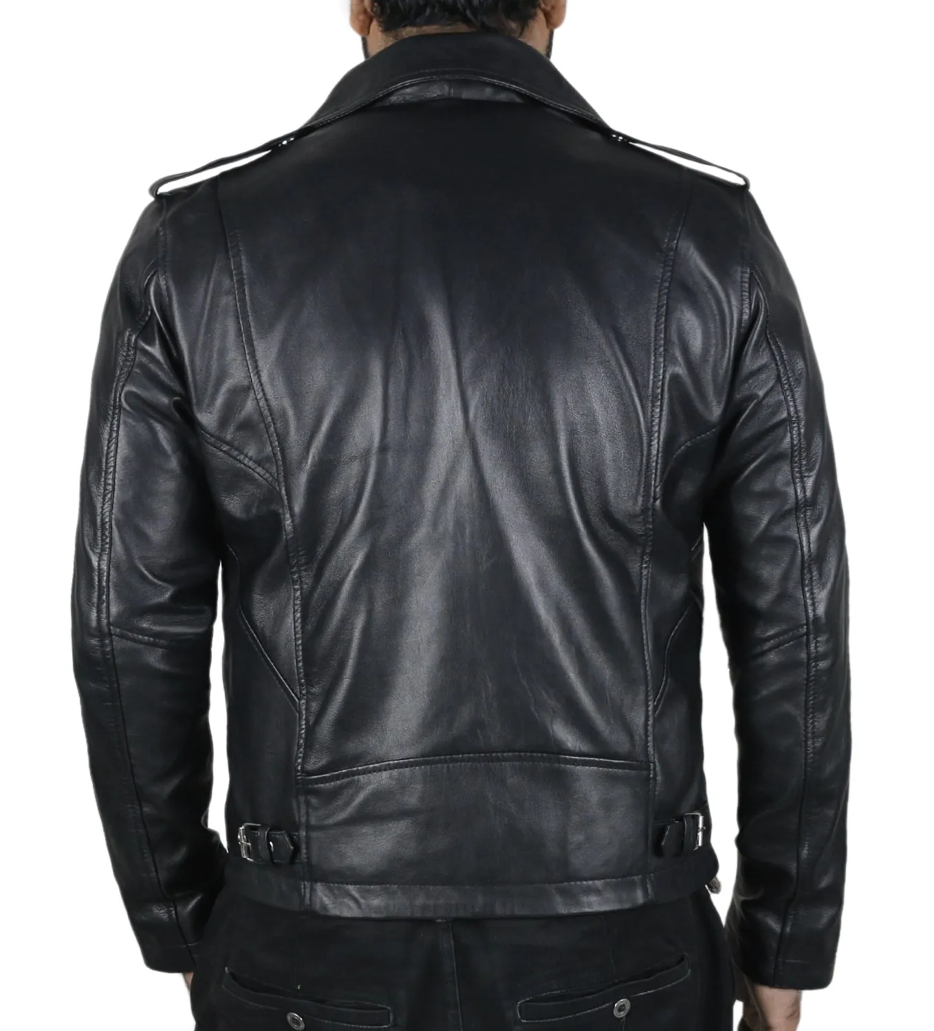 Leather Jackets Hub Mens Genuine Lambskin Leather Jacket (Black, Double Rider Jacket) - 1501180