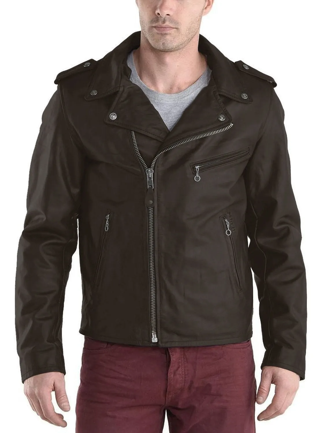 Leather Jackets Hub Mens Genuine Lambskin Leather Jacket (Black, Double Rider Jacket) - 1501180