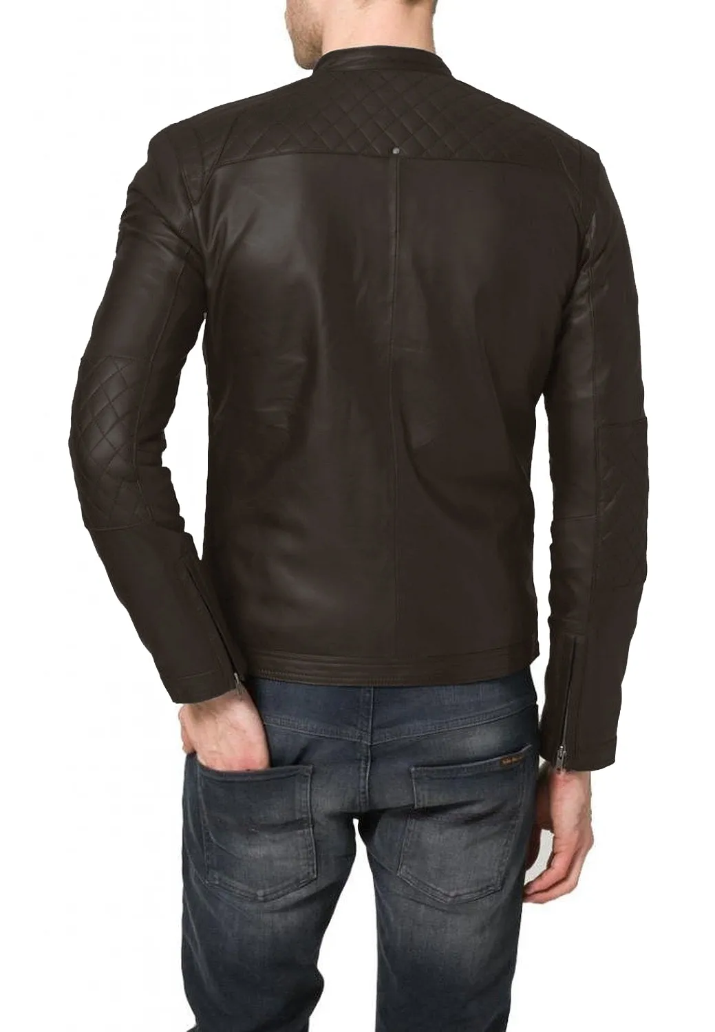 Leather Jackets Hub Mens Genuine Lambskin Leather Jacket (Black, Racer Jacket) - 1501082