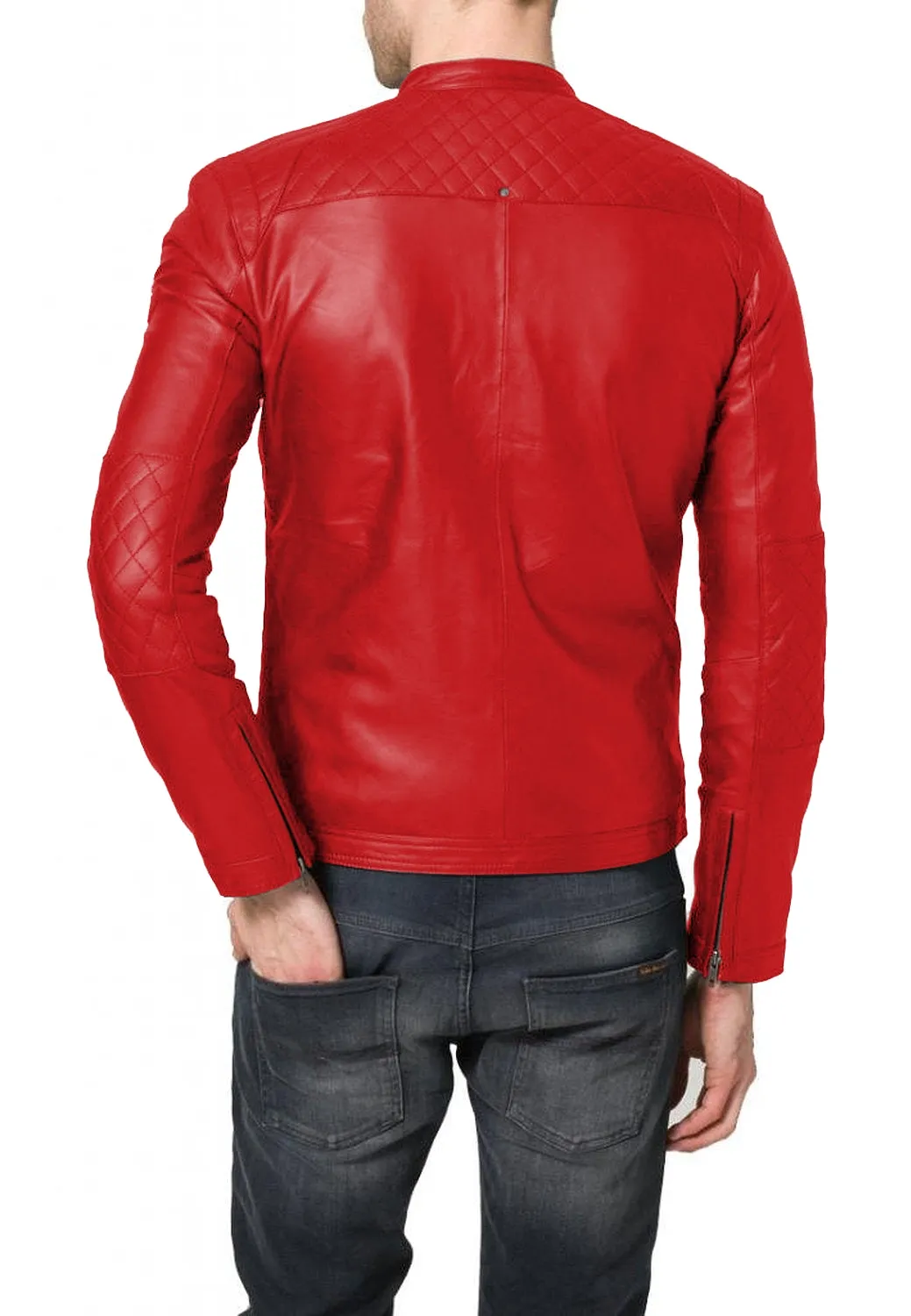 Leather Jackets Hub Mens Genuine Lambskin Leather Jacket (Black, Racer Jacket) - 1501082