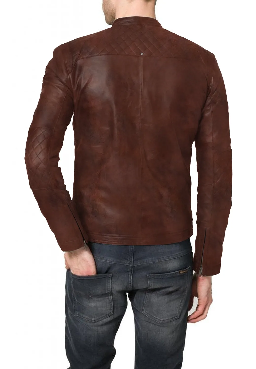 Leather Jackets Hub Mens Genuine Lambskin Leather Jacket (Black, Racer Jacket) - 1501082