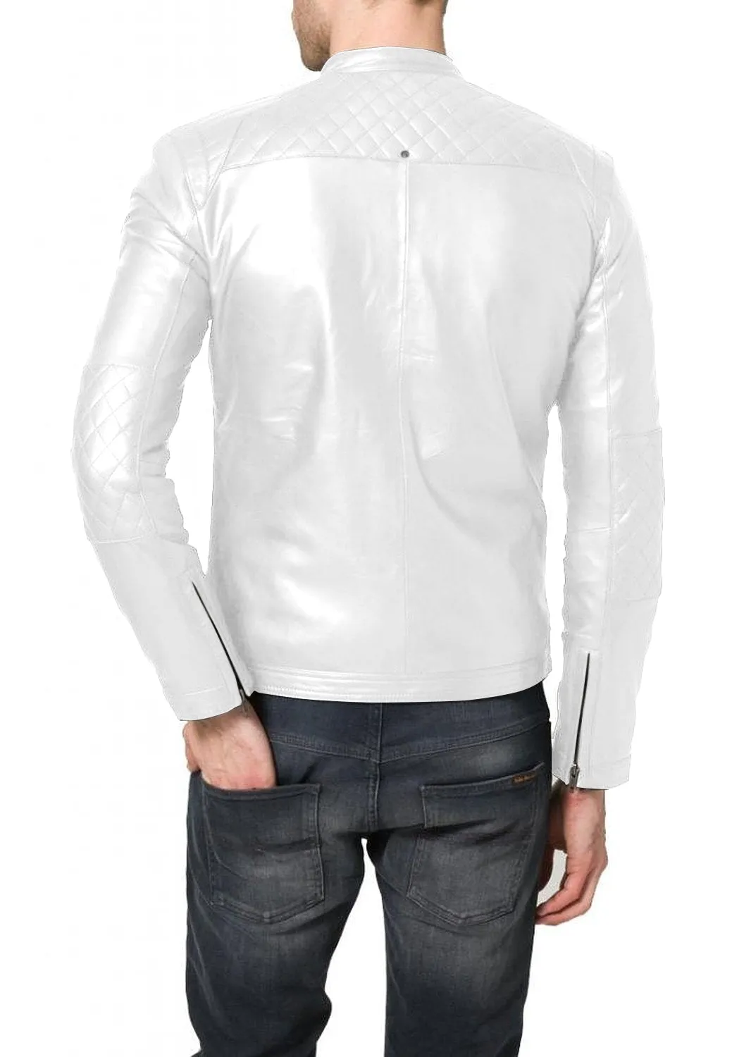 Leather Jackets Hub Mens Genuine Lambskin Leather Jacket (Black, Racer Jacket) - 1501082