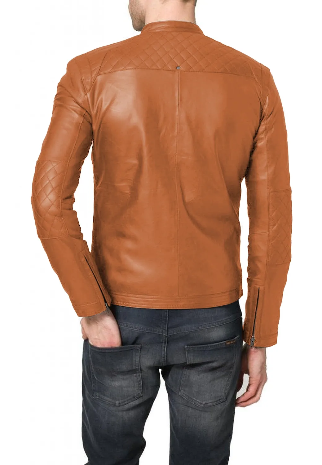 Leather Jackets Hub Mens Genuine Lambskin Leather Jacket (Black, Racer Jacket) - 1501082