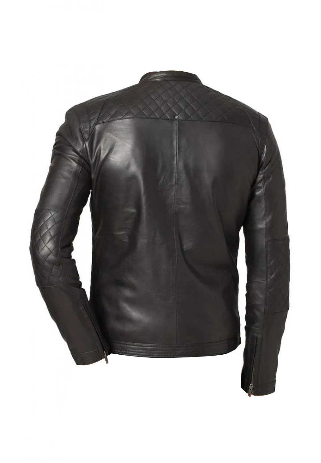 Leather Jackets Hub Mens Genuine Lambskin Leather Jacket (Black, Racer Jacket) - 1501082