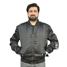 Letterman College Varsity Bomber Satin Jackets Quality Jacket Sports Wear Black Satin