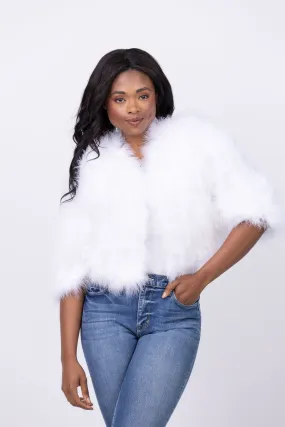 Linda Richards Feather Bolero Jacket in White