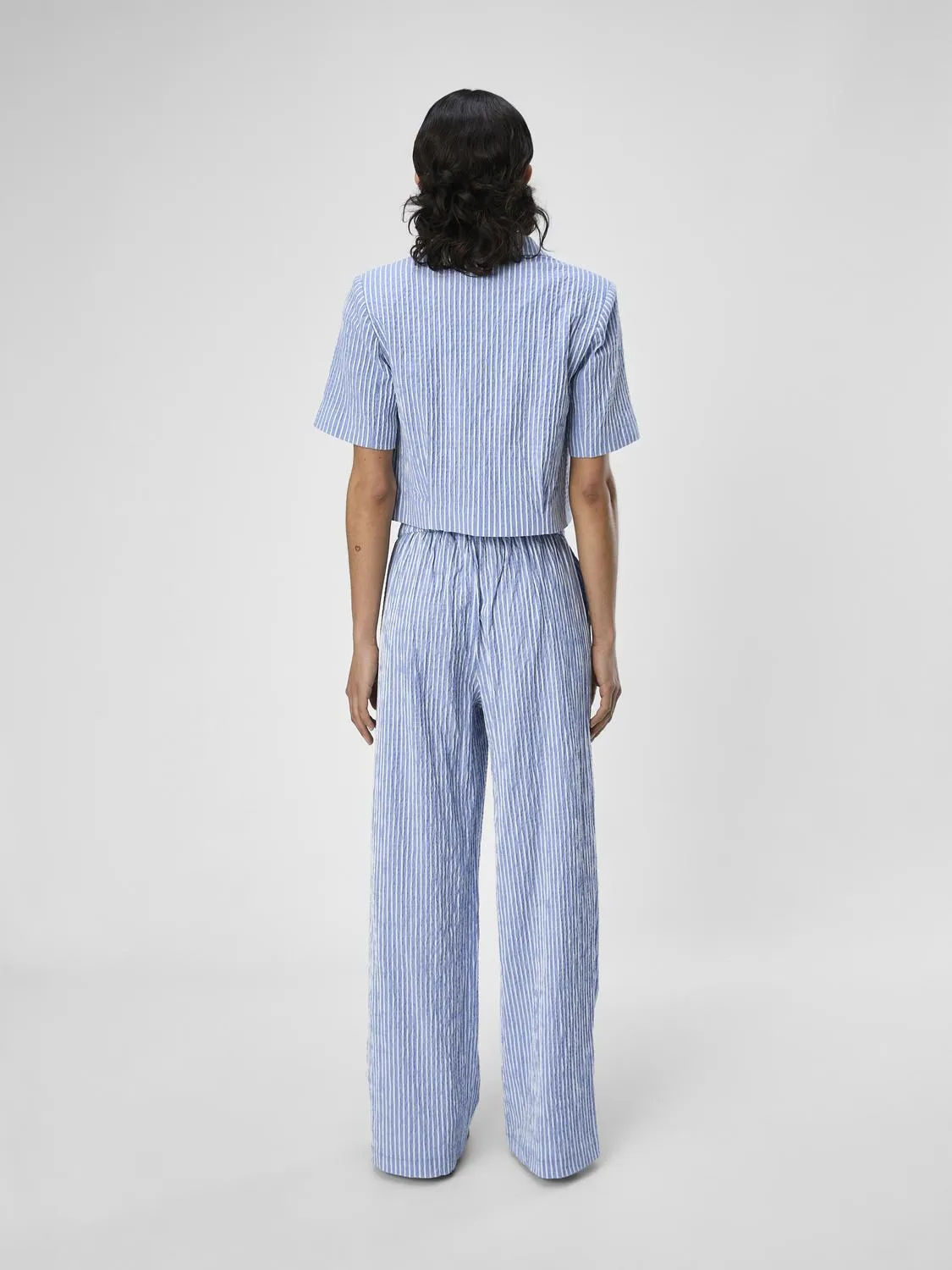 Maya Short Sleeve Blazer (Palace Blue/White)