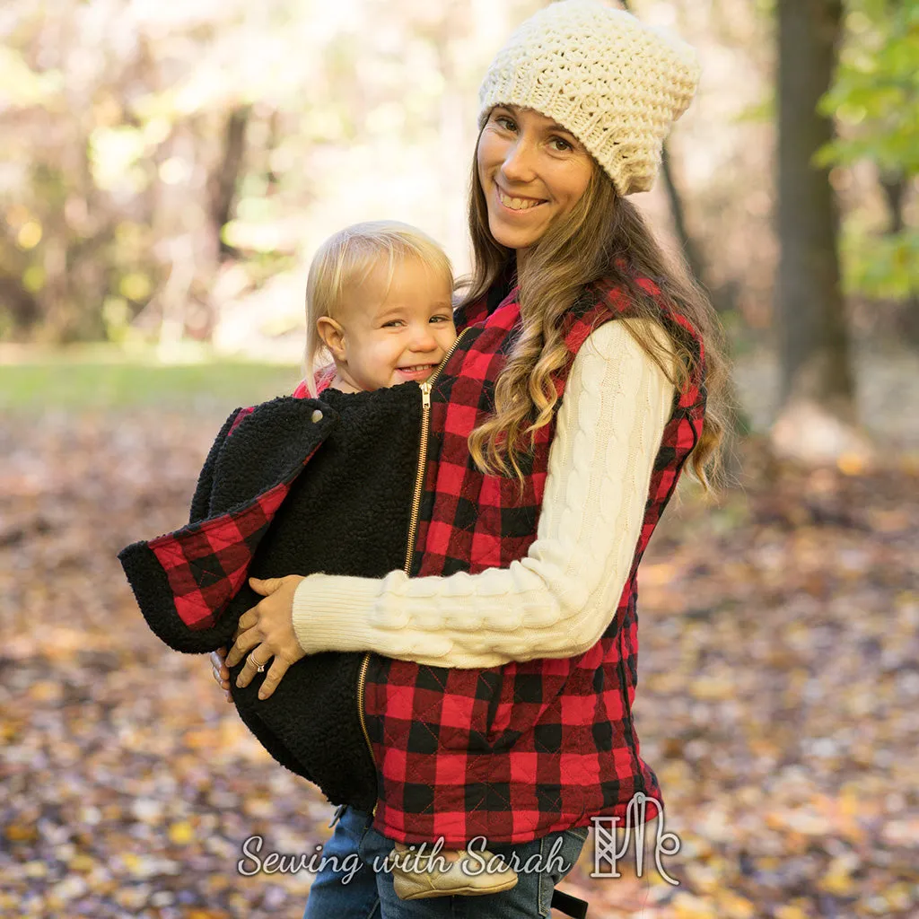 Nestledown Add-on Sewing Pattern for Trailblazer VEST - Adult ~ Zip in Baby-Wearing   Pregnancy Panels