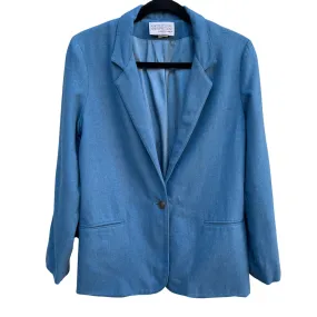 New Expressions by Bobbie Brooks Vintage Womens Blue Wool Blend Oversized Blazer