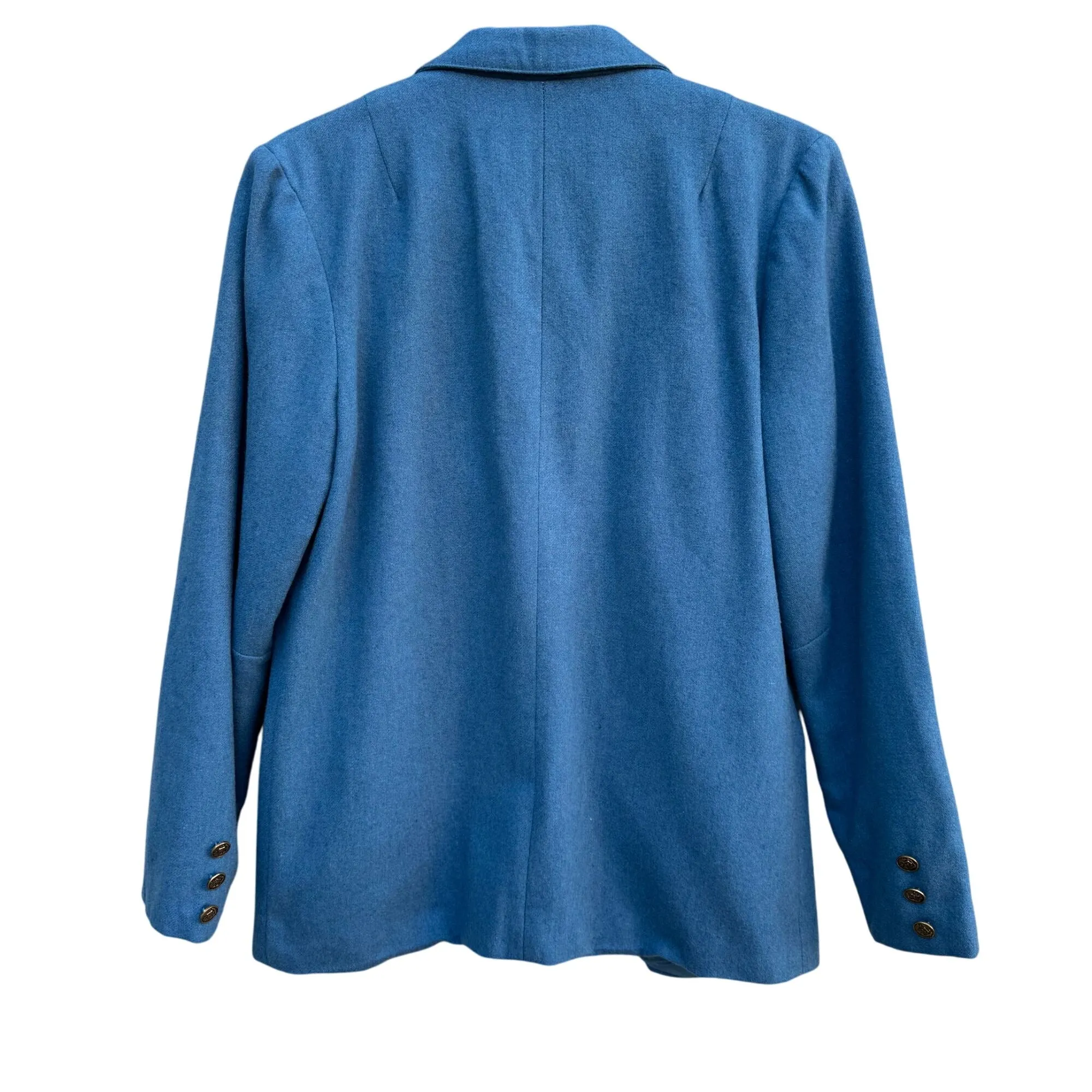 New Expressions by Bobbie Brooks Vintage Womens Blue Wool Blend Oversized Blazer