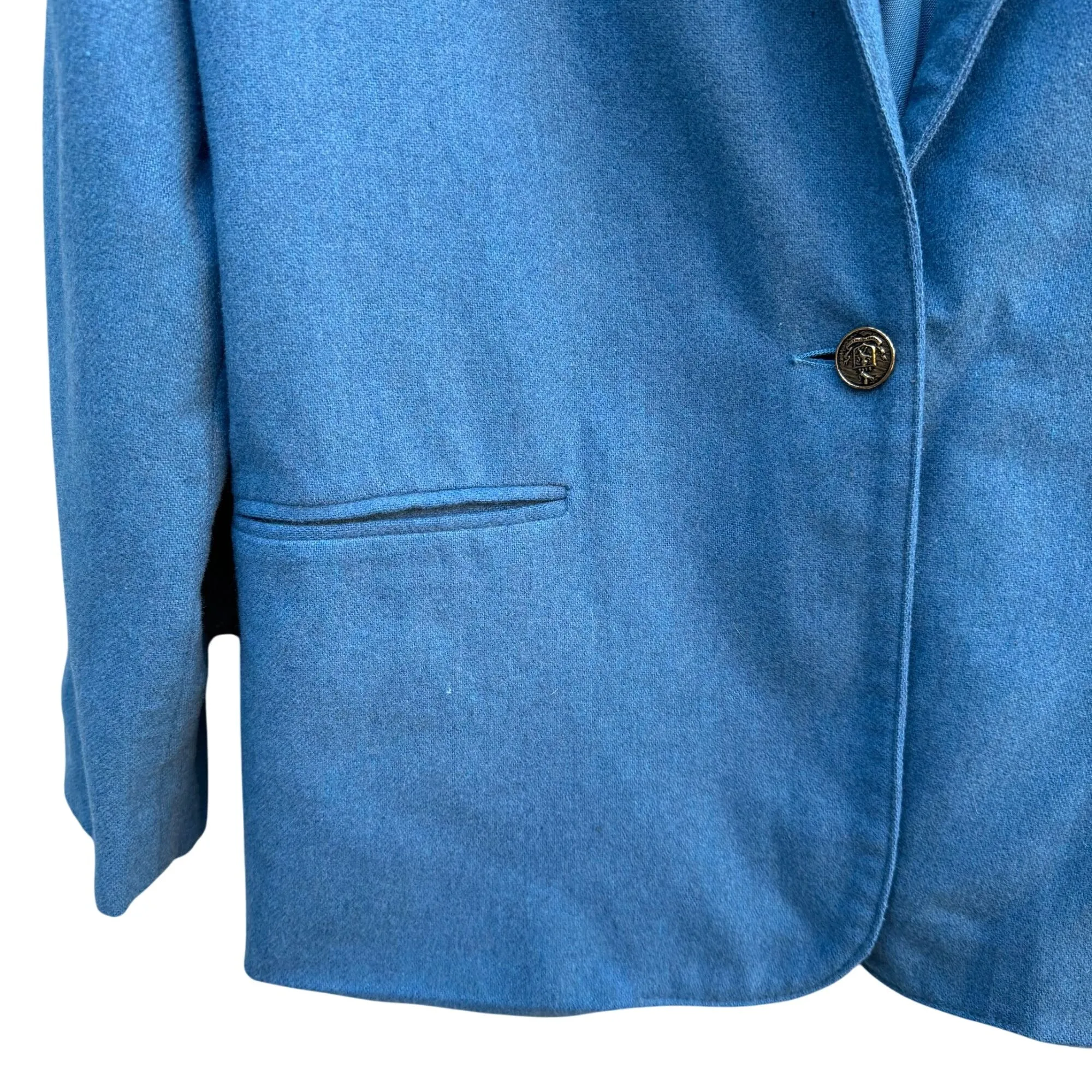 New Expressions by Bobbie Brooks Vintage Womens Blue Wool Blend Oversized Blazer