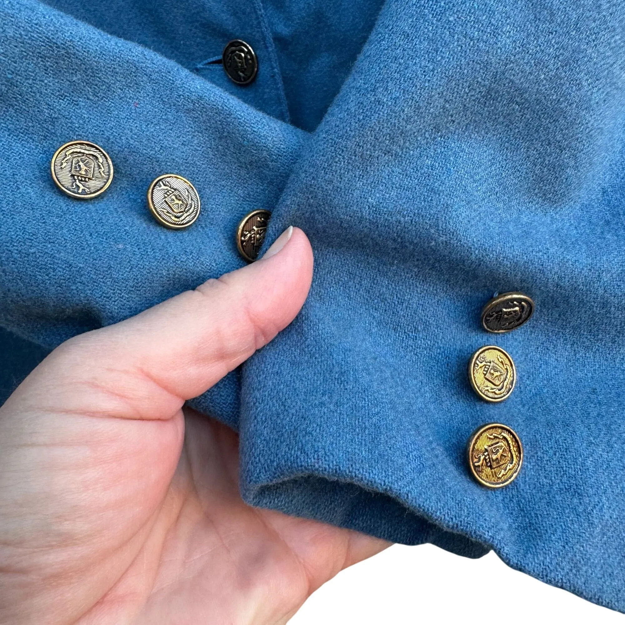 New Expressions by Bobbie Brooks Vintage Womens Blue Wool Blend Oversized Blazer