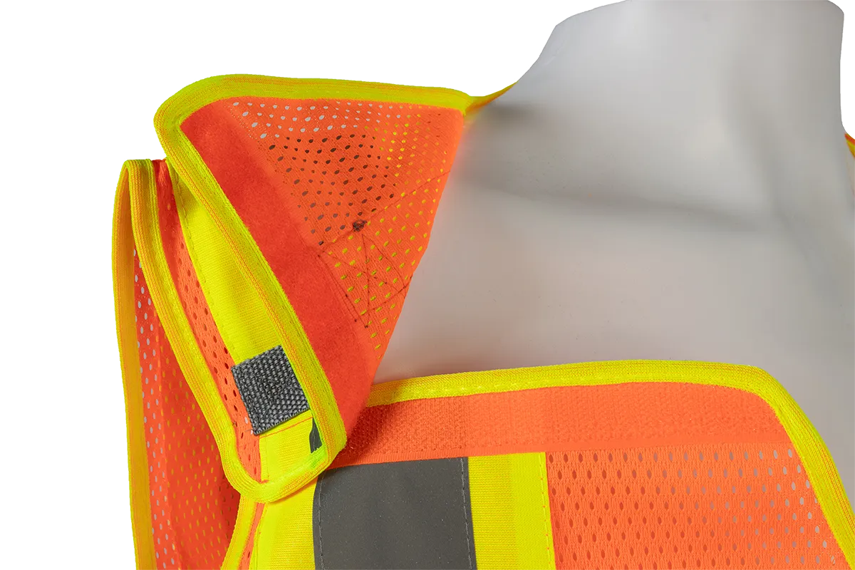 OVM2-PSV Orange Mesh/Lime Contrast Two Tone Expandable Breakaway Public Safety Vest